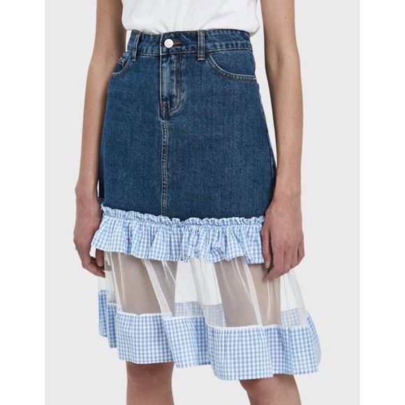 denim mesh skirt